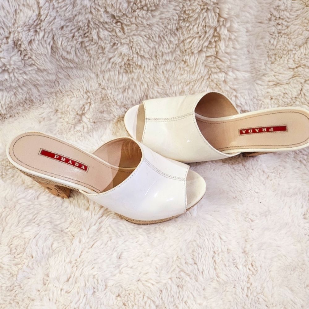 Prada Vernice 3 Bianco mules